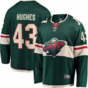 NHL Adult Minnesota Wild Quinn Hughes #43 Breakaway Home Replica Jersey, Men's, Medium, Green