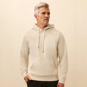 Faherty Men's High Standard Fleece Hoodie, Large, Antique Ivory Heather