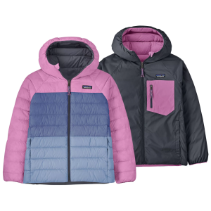 Patagonia Youth Reversible Down Sweater Hooded Jacket, XL, Smolder Blue