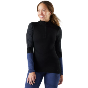 Smartwool Women's Intraknit Thermal Colorblock 1/4 Zip, Large, Black/Charcoal
