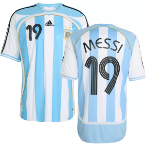adidas Adult Argentina Lionel Messi #19 2006 Bring Back Vintage Home Replica Jersey, Men's, Small, White