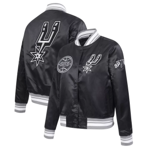 Pro Standard Women's San Antonio Spurs Black Retro Classic Rib Satin Jacket, Medium