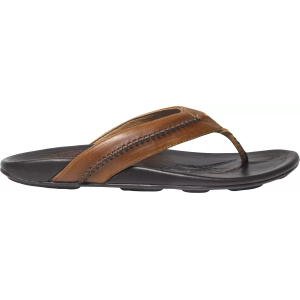 OluKai Men's Mea Ola Flip Flop, Size 10, Tan/Dark Java