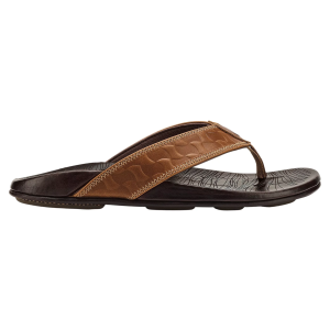 OluKai Men's Hikianalia Sandals, Size 7, Tan/Dark Java