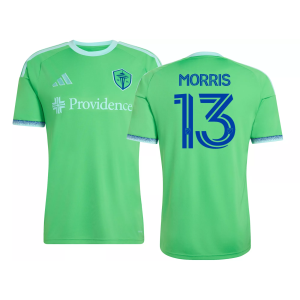 adidas Adult Seattle Sounders Jordan Morris #13 2026 Primary Replica 'The Evergreen State Kit' Jersey, Men's, XL, Green