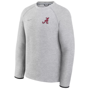 Nike Men's Alabama Crimson Tide Dark Grey Heather Tech Fleece Crewneck Sweatshirt, Small, Gray