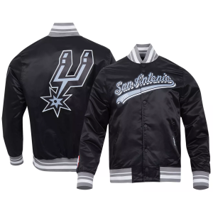 Pro Standard Men's San Antonio Spurs Black Script Tail Satin Jacket, Medium