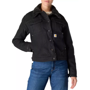 Carhartt Women's Canvas Sherpa Jacket, Small, Black