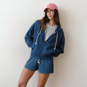 Marine Layer Women's Cloud 9 Fleece Full-Zip Hoodie, XL, Indigo