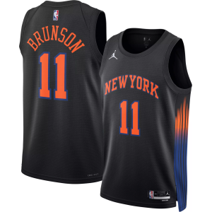 Jordan Adult New York Knicks Jalen Brunson #11 Black Swingman Statement Jersey, Men's, Small