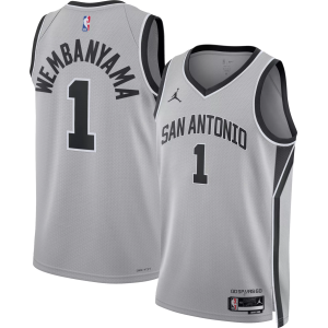 Jordan Adult San Antonio Spurs Victor Wembanyama #1 Grey Swingman Statement Jersey, Men's, Small, Gray