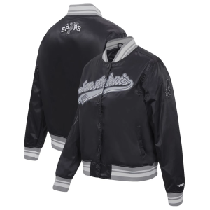 Pro Standard Women's San Antonio Spurs Black Script Tail Satin Jacket, Small