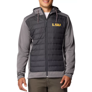 Columbia Men's LSU Tigers City Grey Hybrid Full-Zip Jacket, Small, Gray
