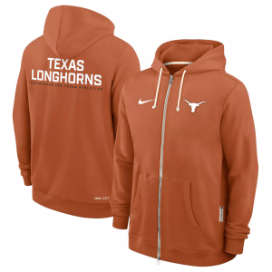 Nike Men's Texas Longhorns Desert Orange Dri-FIT Sideline Full-Zip Hoodie, Large