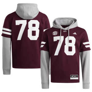 adidas Men's Mississippi State Bulldogs #78 Medium Red Hooded Jersey