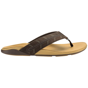 OluKai Men's Tuahine Palm Sandals, Size 10, Dark Java/Golden Sand