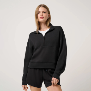 TravisMathew Women's Skyloft Soft  1/2 Zip 2.0, XS, Black