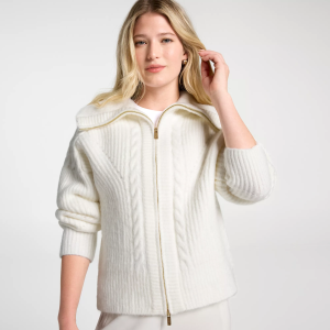 CALIA Women's Oversized Full Zip Sweater, XXL, Cloud Cover