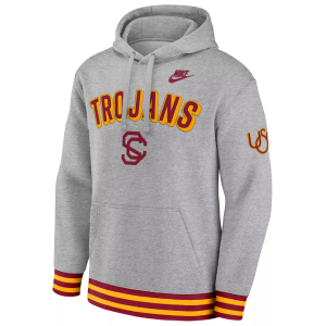 Nike Men's USC Trojans Dark Grey Heather Legacy Retro Hoodie, Small, Gray