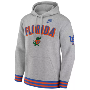 Nike Men's Florida Gators Dark Grey Heather Legacy Retro Hoodie, Small, Gray