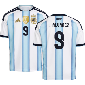 adidas Youth Argentina Julian Alvarez #9 2026 Home Replica Jersey, Medium, White
