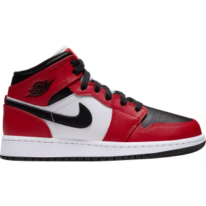 Jordan Kids' Grade School Jordan 1 Mid Basketball Shoes, Size 3.5, Black/Black/Gym Red