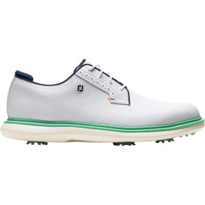FootJoy Men's Traditions Blucher Golf Shoes, Size 9, White/Navy/Teal