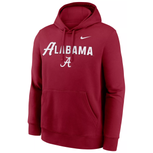 Nike Men's Alabama Crimson Tide Team Crimson Club Fleece Tackle Twill Hoodie, Small, Red