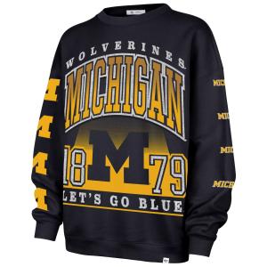 '47 Women's Michigan Wolverines Navy Go Big Pullover Sweatshirt, Small, Blue