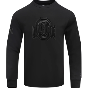 Pro Standard Men's Ohio State Buckeyes Black Triple Black Crewneck Sweatshirt, Medium