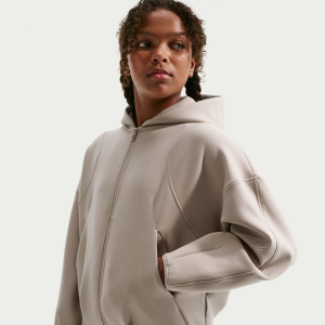 Nike Girls' MAVN Therma-FIT Knit Full-Zip Hoodie, Large, Cream II/Black