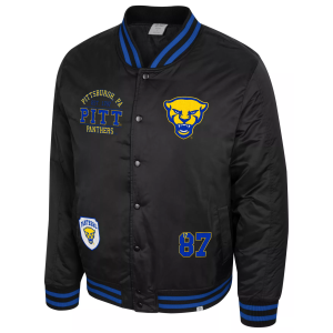 Colosseum Men's Pitt Panthers Black Full-Zip Bomber Jacket, Large