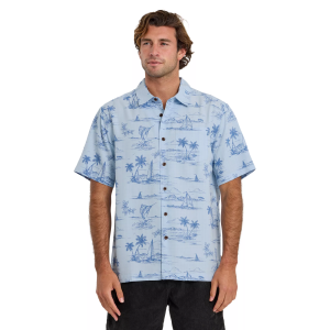 Quiksilver Men's Waterman Sail Away Woven Short Sleeve Shirt, Large, Skyway