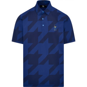 Eastside Golf Men's Houndstooth Snap Placket Golf Polo, Medium, Blue Void