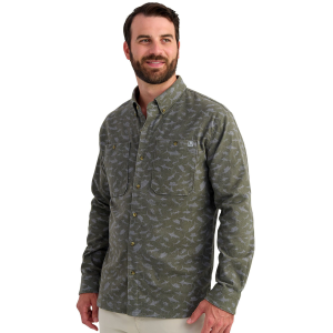HUK Men's Chesapeake KC Printed Flannel, Small, Moss