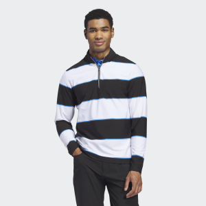 adidas Men's Ultimate365 Rugby Stripe Golf 1/4 Zip, XL, Black/White