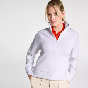 CALIA Women's Golf Soft Scuba 1/4 Zip Sweatshirt, Large, Pure White