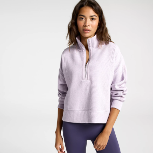 CALIA Women's Elevate Ripple 1/4 Zip Pullover, Small, Lilac Heather