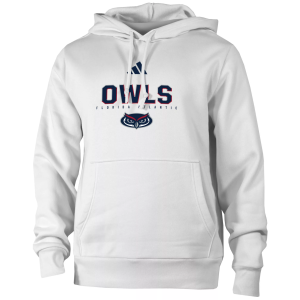 adidas Men's Florida Atlantic Owls White Training Fleece Pullover Hoodie, XXL