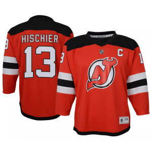 NHL Boys' New Jersey Devils Nico Hischier #13 Breakaway Red Home Replica Jersey, Small/Medium