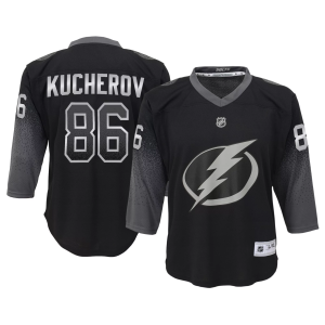NHL Boys' Tampa Bay Lightning Nikita Kucherov #86 Breakaway Black Alternate Replica Jersey, Small/Medium