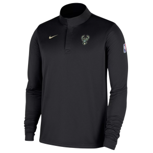Nike Men's Milwaukee Bucks Black On Court Staff 1/4 Zip Pullover, Medium