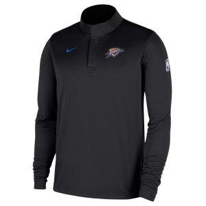 Nike Men's Oklahoma City Thunder Black On Court Staff 1/4 Zip Pullover, Small