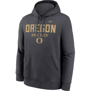 Nike Men's Oregon Ducks Shoe Duck Anthracite Club Fleece Pullover Hoodie, Medium, Gray