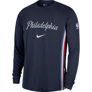 Nike Adult 2025-26 City Edition Philadelphia 76ers On Court Pregame Long Sleeve Shirt, Men's, XXL, Blue