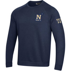 Under Armour Men's Navy Midshipmen Navy All Day Crew Pullover Sweatshirt, XL, Blue