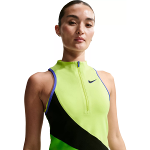 Nike Women's Court Slam Dri-FIT Tennis Tank Top, Small, LT Lemon Twist/Black/Mean Green/Black