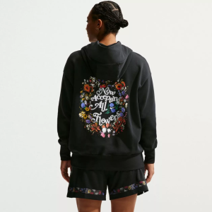 Nike Phoenix Women's Fleece Oversized Pullover Basketball Hoodie, XL, Black