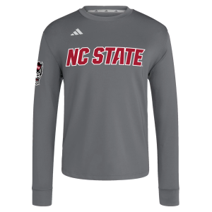 adidas Men's NC State Wolfpack Dark Gray Dugout Crewneck Sweatshirt, Small