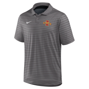 Nike Men's Iowa State Cyclones Grey Tour Stripe Polo, Medium, Gray